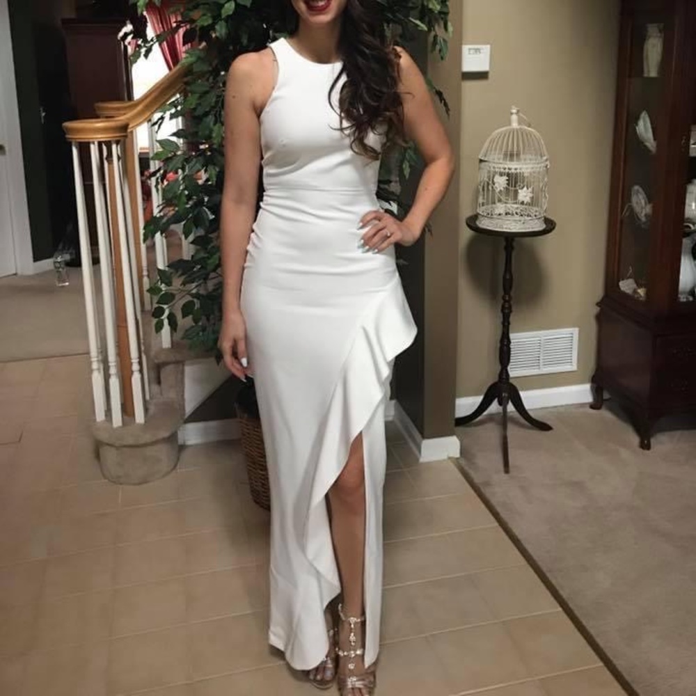 long white dress side split size 2